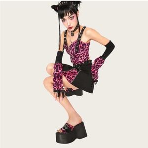 ISO!!!!! Do not buy!!!! Dolls Kill Grave Girls Leopard Pink Set + Sandals Size 9